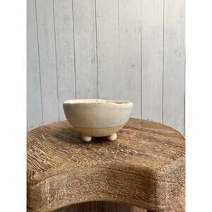 Rustic White Tan Trinket Dish Pottery Bowl Salt Pepper Pinch Bowl Artisan Dish